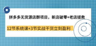 拼多多无货源店群项目