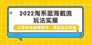 2022淘系蓝海截流玩法实操